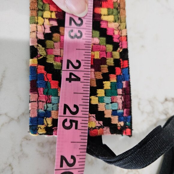Handcrafted Vintage Multicolor Woven Waist Belt With Adjustable Black Ties - Picture 4 of 6